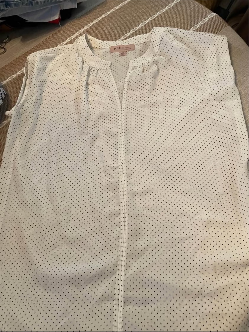Philosophy White Blouse with Black Micro Dots